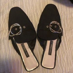Zara black slip on flats